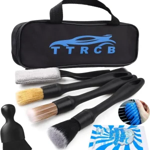 7PCS Car Detailing Brush Set - Ultra Soft Boar Hair Interior Cleaning Kit