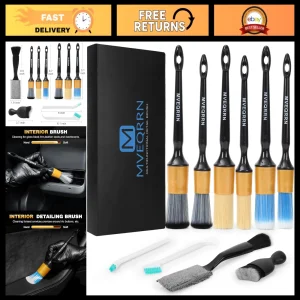 10PCS Car Detailing Brush Set - Ultra Soft Boar Hair, No Scratch Interior & Exte