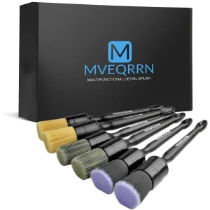 MVEQRRN 6 Pcs Car Detailing Brush Set, Boars Hair & Soft Cleaning Brushes