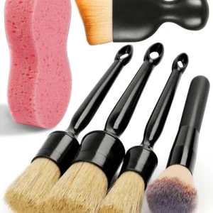6PCS Car Detailing Brush Set, Ultra Soft Boars Hair Car Interior Detailing Brush