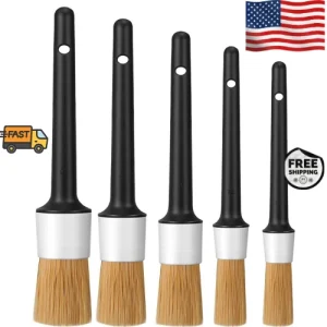 3 5PCS Ultra Soft Car Detailing Brushes Boar Hair Interior Wheel Cleaning Set