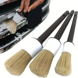 3Pcs Car Detailing Brush Set Boar Hair Auto Interior Cleaning Dashboard Wash