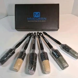 Mveqrrn New In Box 6 Pcs Car Detailing Brush Set Boars Hair Ultra Soft